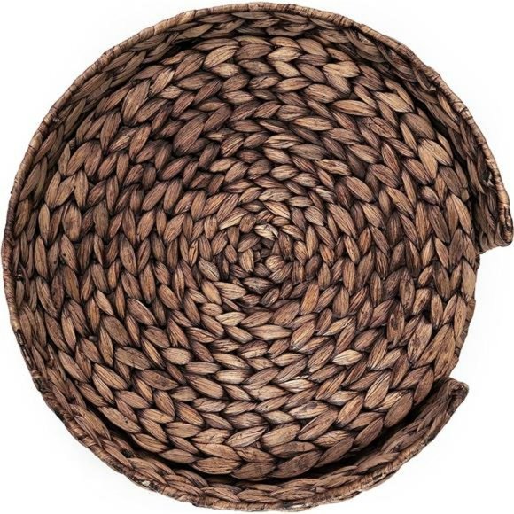 12 inches Woven Placemats Round Set of 6 with Decorative Round Holder, (Black) - Picture 5 of 7